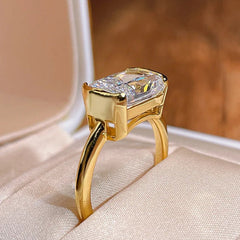 Sterling Silver East-West Emerald Cut Ring