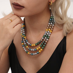 Multicolor Pearl-Look Bead Necklace