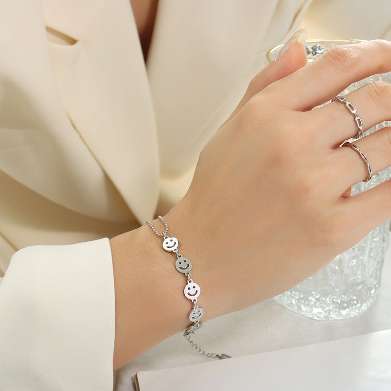 Smiley Face Disc Chain Bracelet