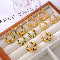 Twisted Cubic Zirconia U-Hoop Earrings
