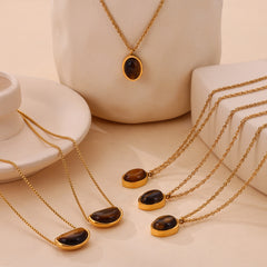 Tiger Eye Geometric Pendant Necklace Designs