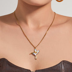 18K Gold-Plated Colored Bird Pendant Necklace
