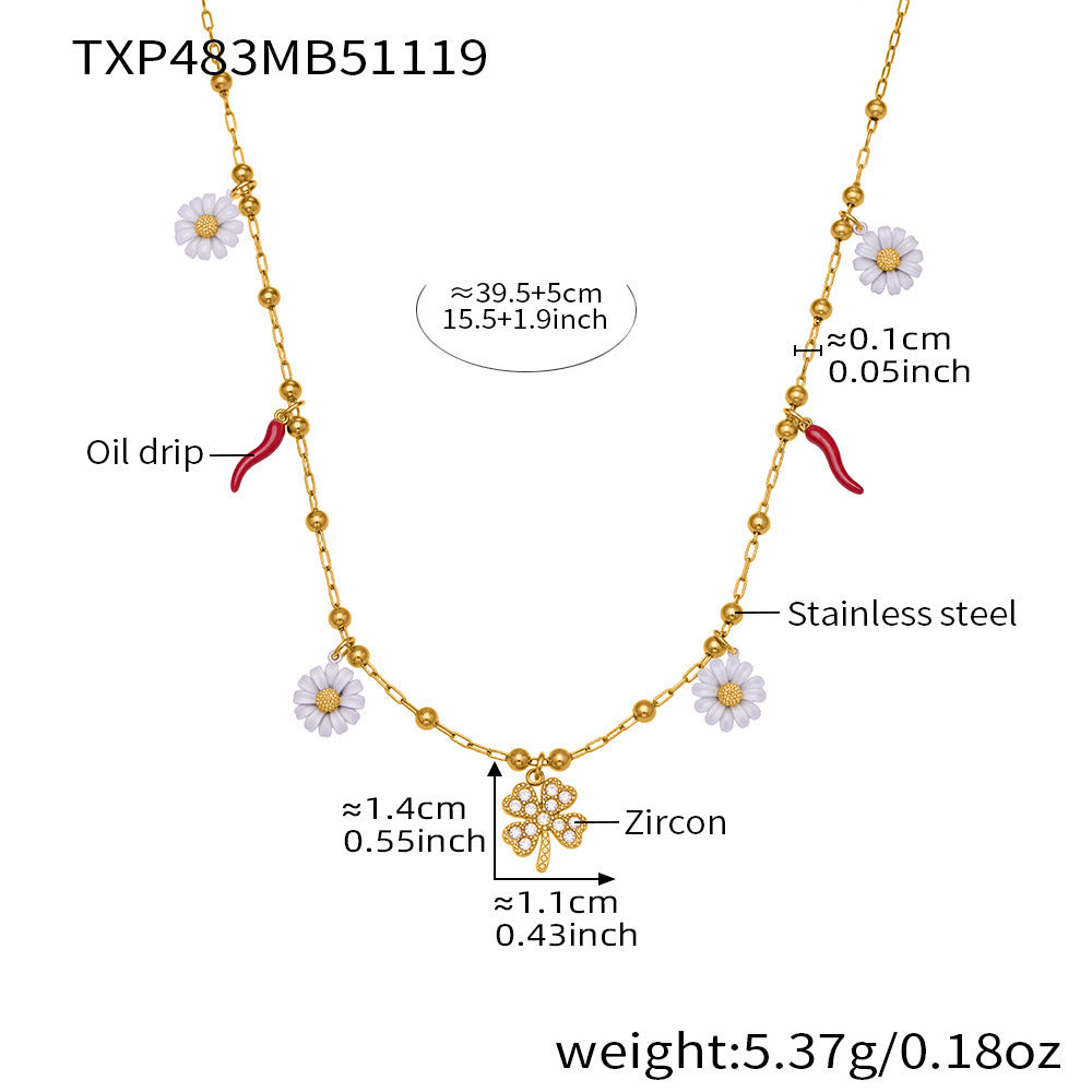 18K Gold-Plated Daisy Charm Necklace or Bracelet