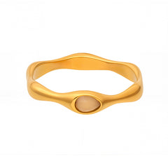 Rose Quartz Accent Bamboo Texture Ring