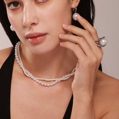 Shell Pearl-Look Necklace, Earrings & Ring