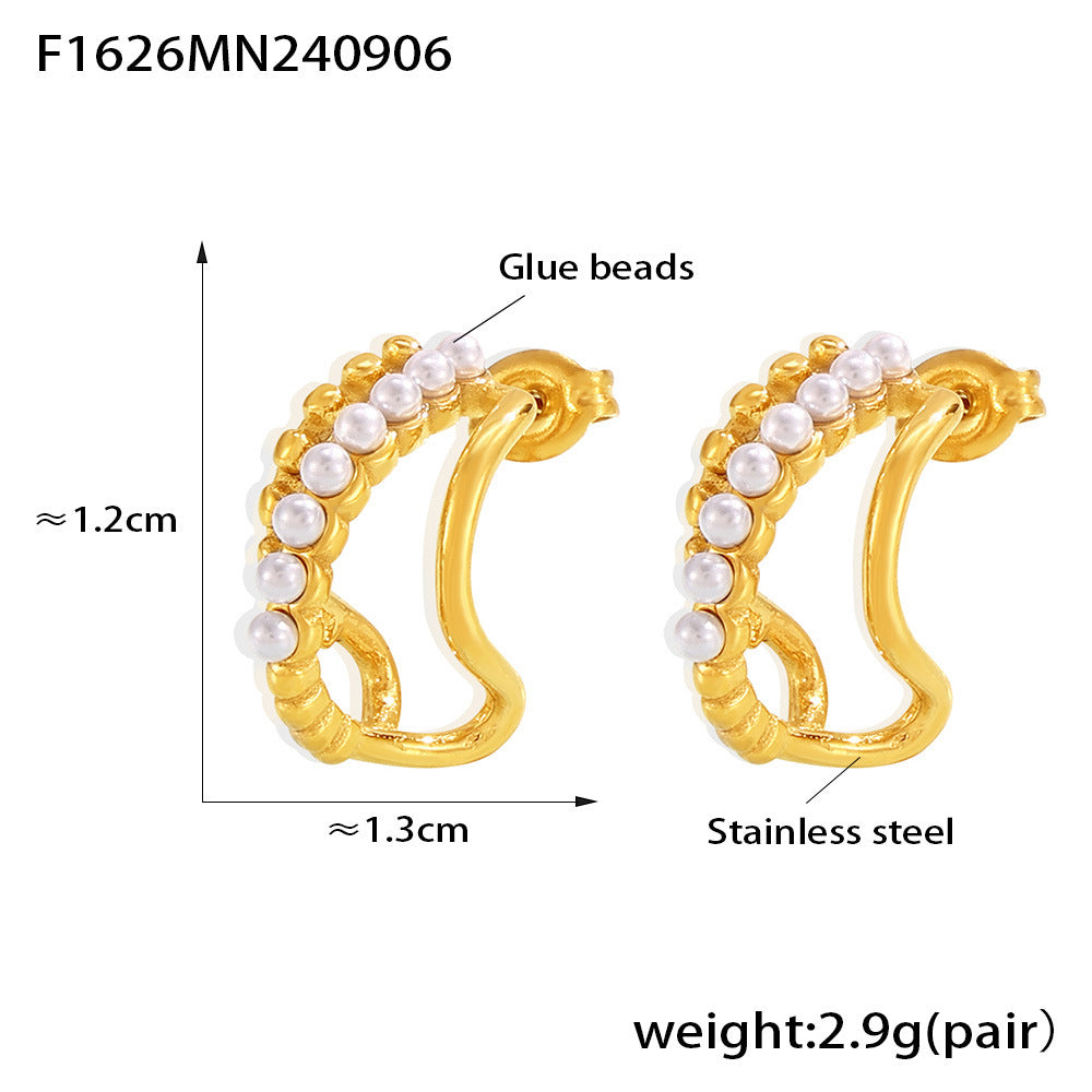 18K Gold-Plated Openwork Faux Pearl Earrings