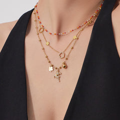Natural Stone Floral Charm Necklace or Bracelet