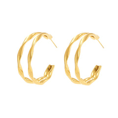 Twisted Double-Line Hoop Earrings