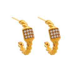 Cubic Zirconia Twisted Hoop Earrings