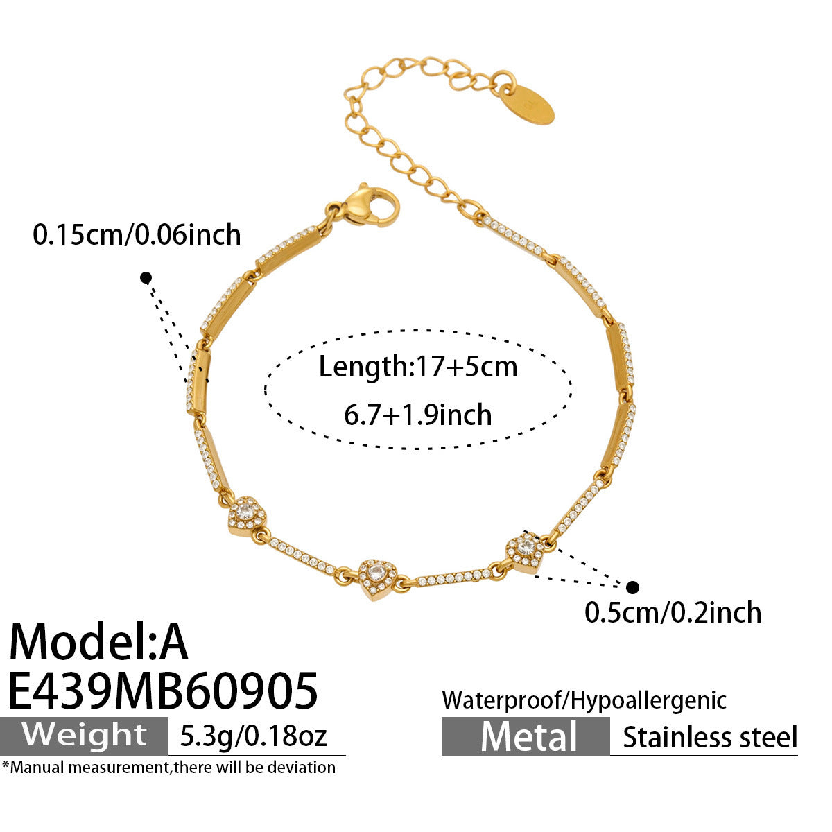 Geometric Cubic Zirconia Station Chain Bracelet