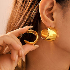 Sculptural Polished C-Hoop Earrings