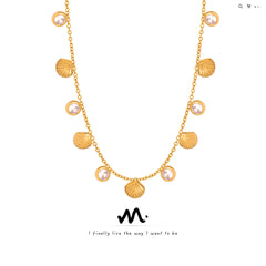 Shell and Cubic Zirconia Charm Necklace