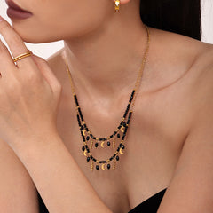 Black Crystal Moon Charm Necklace