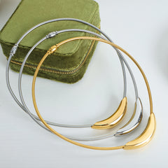 Sculptural Curved Stainless Steel Collar Necklace