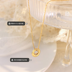 18K Gold-Plated Sculptural Oval Pendant Necklace