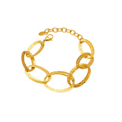 18K Gold-Plated Hammered Oval Link Bracelet