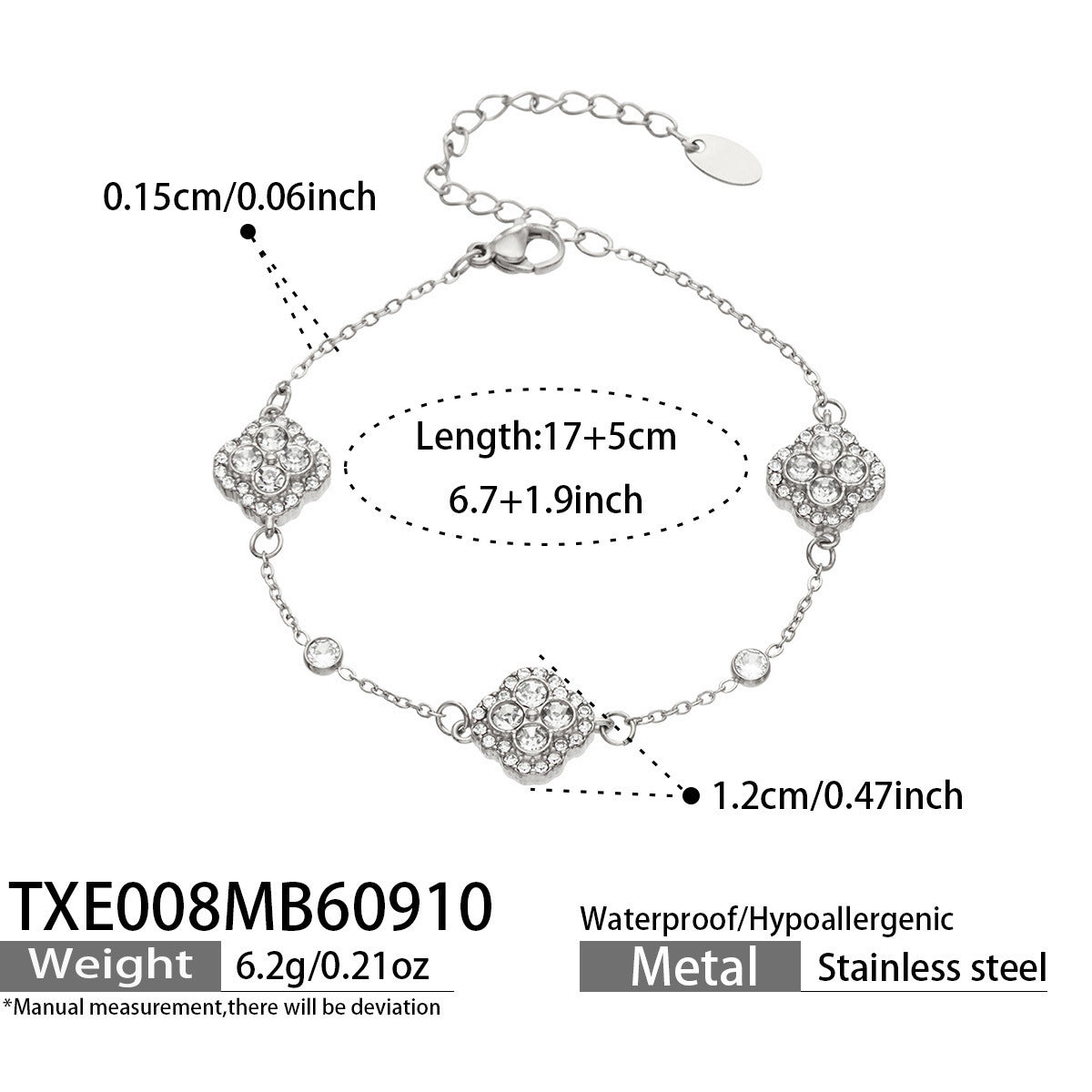 Four-Petal Cubic Zirconia Flower Jewelry