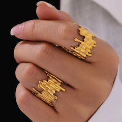 Sculptural Irregular Open Ring in Gold or Two-Tone