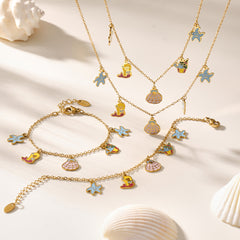 Ocean Enamel Charm Necklace