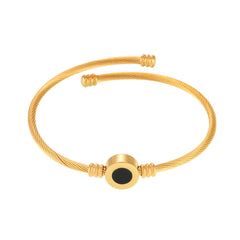 18K Gold-Plated Black Shell Open Cuff Bracelet