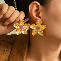 Sculptural Colored Flower Earrings