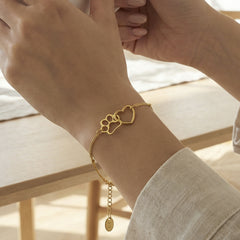 Gold-Tone Paw & Heart Charm Bracelet