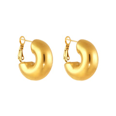 18K Gold-Plated Hollow Rounded C-Hoop Earrings