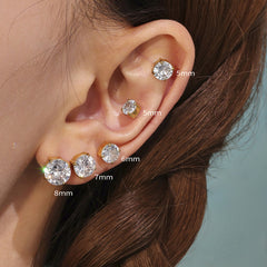 Round Cubic Zirconia Stud Earrings