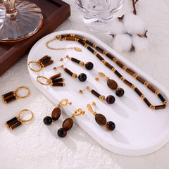 Tiger Eye Bead Earrings and Necklace