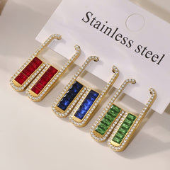 Cubic Zirconia Rectangular Drop Earrings