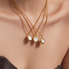 18K Gold-Plated Shell or Pearl-Look Pendant Necklace