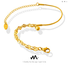 Gold-Tone Layered Bead Chain Bracelet