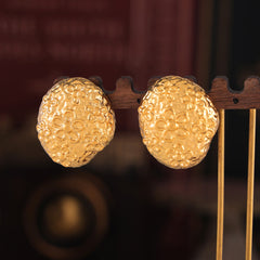 Textured Floral Disc Stud Earrings