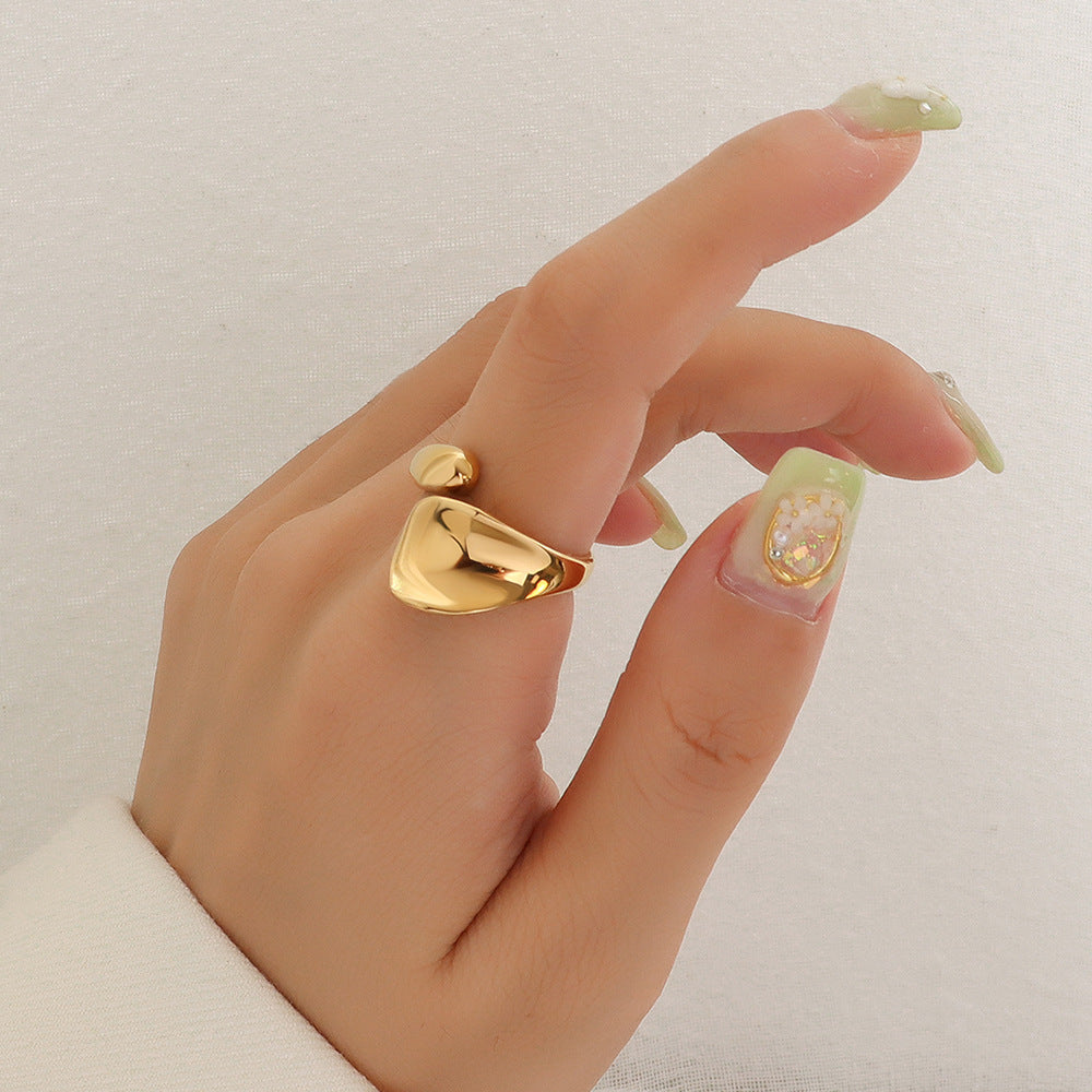 Sculptural Indented Adjustable Open Ring