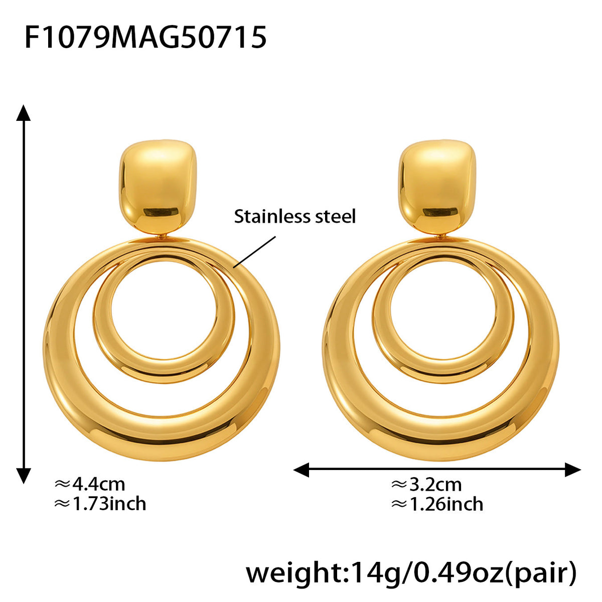 Sculptural Circle or Teardrop Drop Earrings