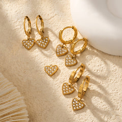18K Gold-Plated Heart Charm Hoop Earrings