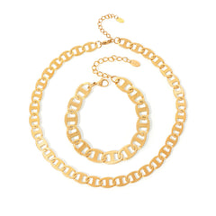 18K Gold-Plated Oval Center-Bar Chain Jewelry