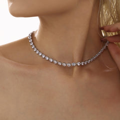 18K Gold-Plated Cubic Zirconia Tennis Necklace or Bracelet