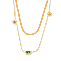 18K Gold-Plated Colored Glass Accent Necklace