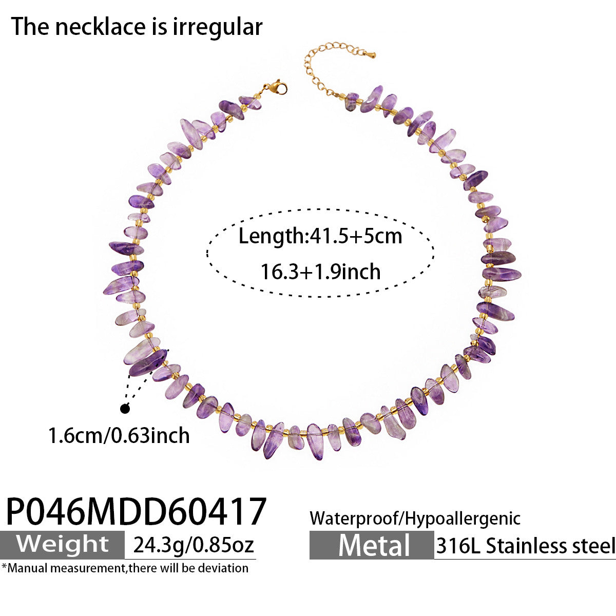Amethyst or Mixed Natural Stone Chip Necklace