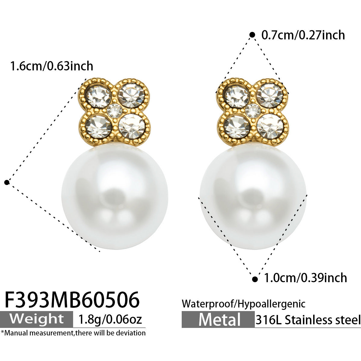 Pearl-Look Clover Stud Earrings