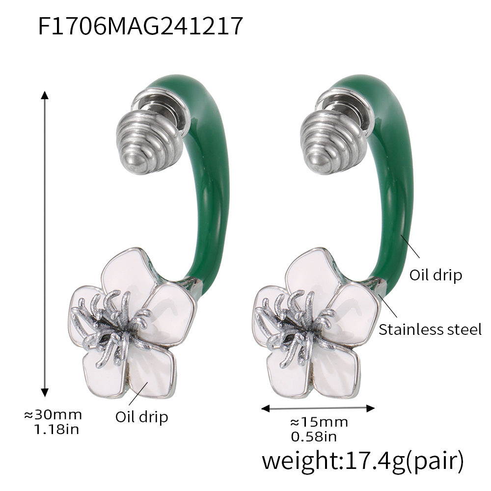 18K Gold-Plated Floral Enamel or Ribbed Stud Earrings