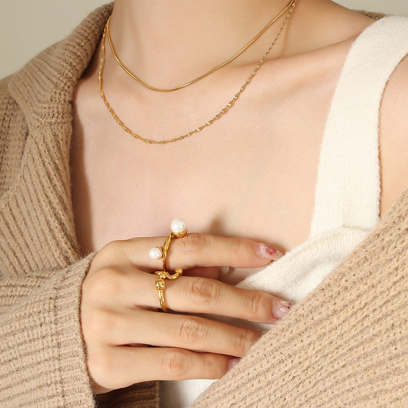 Gold-Tone Double-Layer Snake Chain Necklace