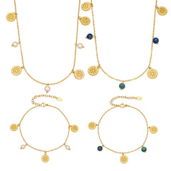 18K Gold-Plated Natural Stone or Pearl-Look Charm Jewelry
