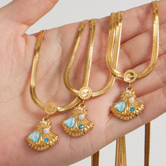 18K Gold-Plated Shell-Inspired Pearl-Look Pendant Necklace