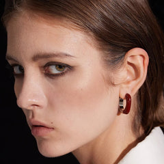 Nadine Minimalist Enamel Huggie Earrings
