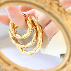 18K Gold-Plated Twisted Hoop Earrings