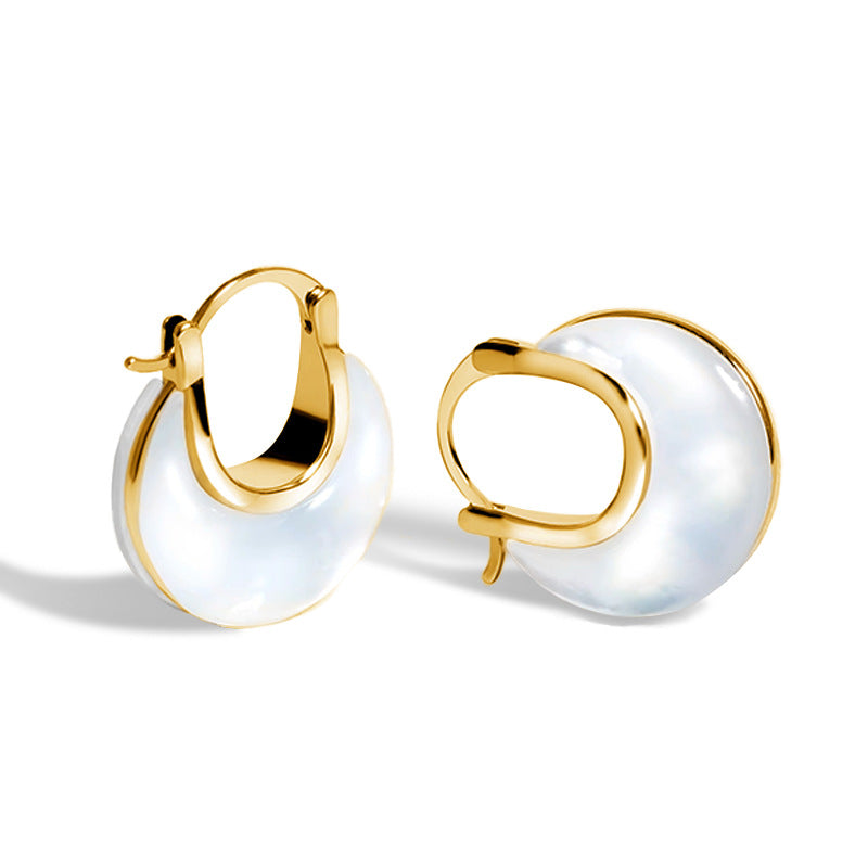 Daphne White Mother-of-Pearl Hoop Earrings