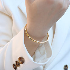 Numeral-Accent Slim Stainless Steel Bangle
