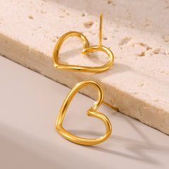 18K Gold-Plated Open Heart Stud Earrings